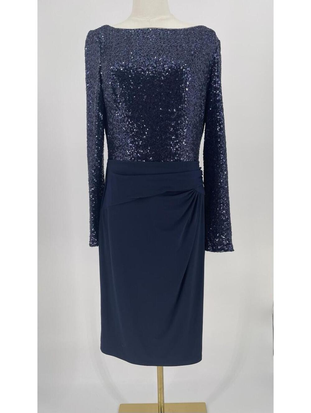 Lauren Ralph Lauren Navy Sequin Cocktail Dress Size 12 Evening Party